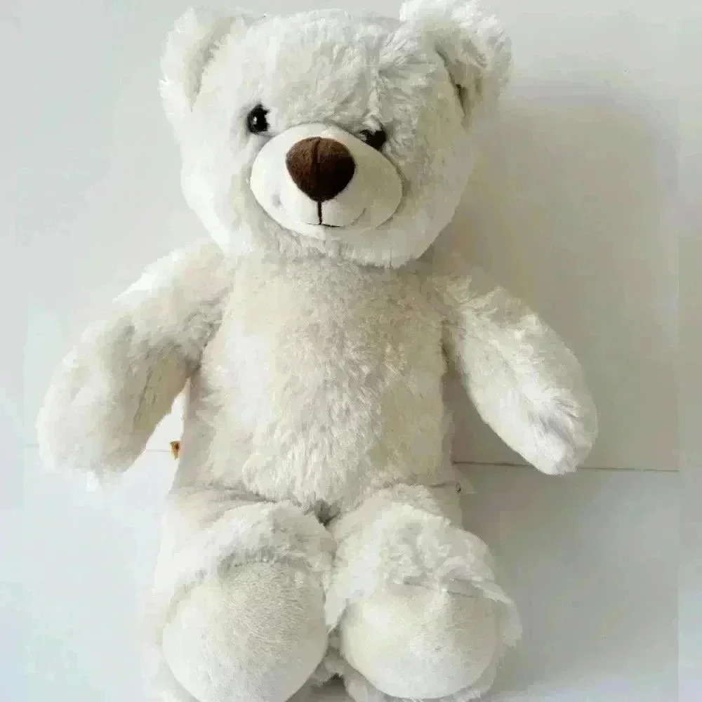 Build a Bear 16" White Cream Teddy Bear Brown Nose 2013 Plush TUSH TAGS